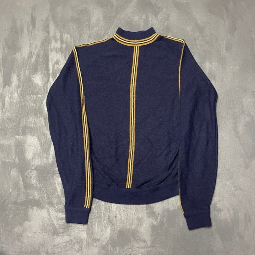 Vintage Sears Striped Mock‎ Neck Sweater Mens Large Navy Blue 1970s Kings Road